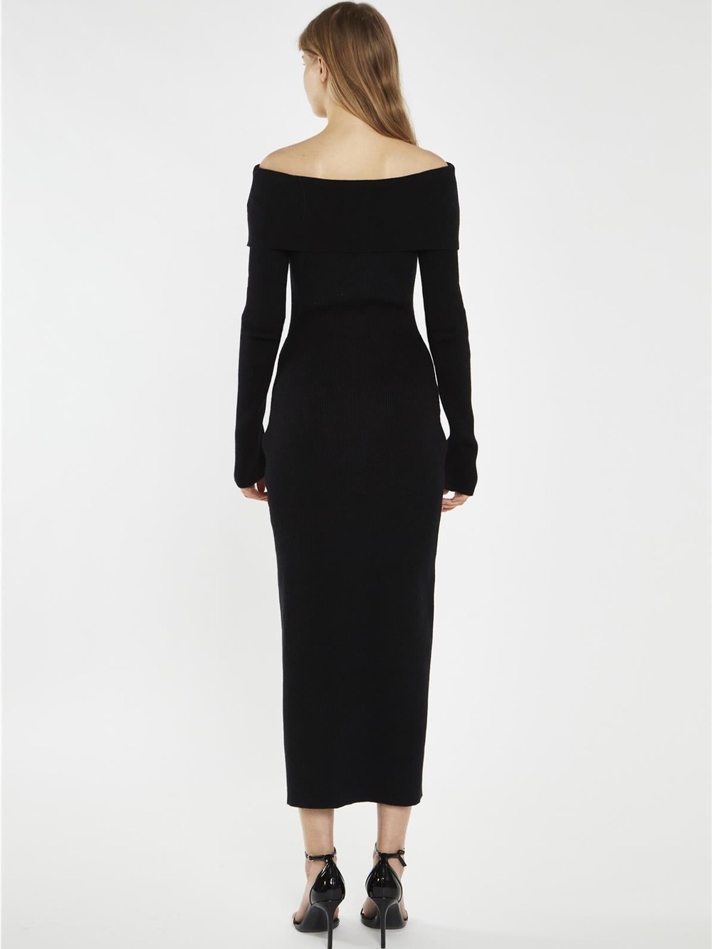 Bardot Black Off-Shoulder Long Sleeve Midi Dress - Picture 3 of 8